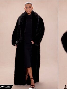Long Black Faux Fur Maxi Coat